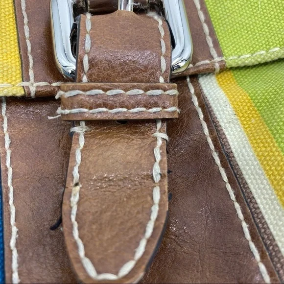 Fossil striped canvas leather crossbody satchel - Picture 11 of 11